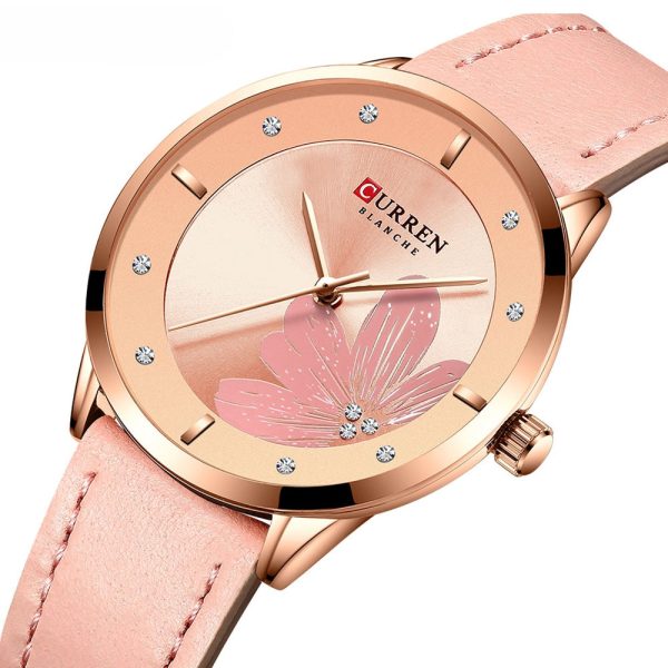 CURREN 9048 Ladies Waterproof Round Watch Simple Flowers Belt - Image 25