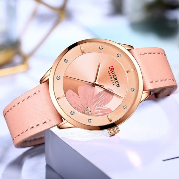 CURREN 9048 Ladies Waterproof Round Watch Simple Flowers Belt - Image 26