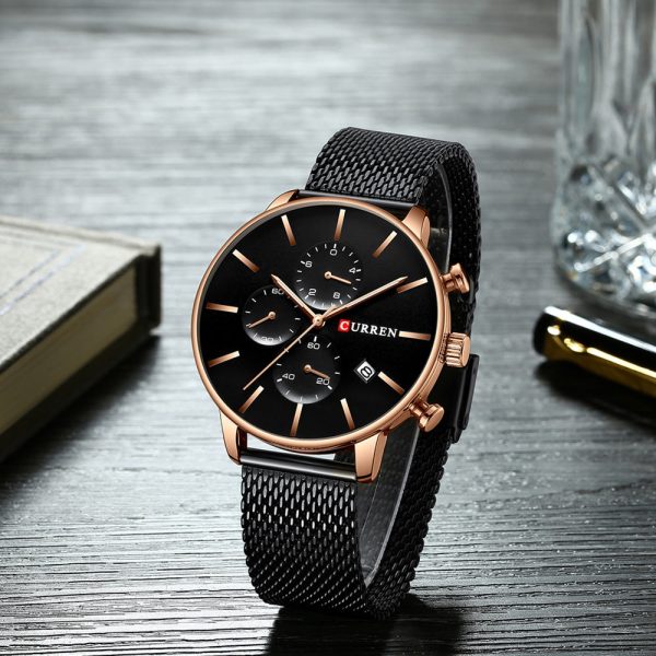 CURREN 8339 Men's Casual Round Six-Piece Watch Waterproof Simple Net Belt - Image 4