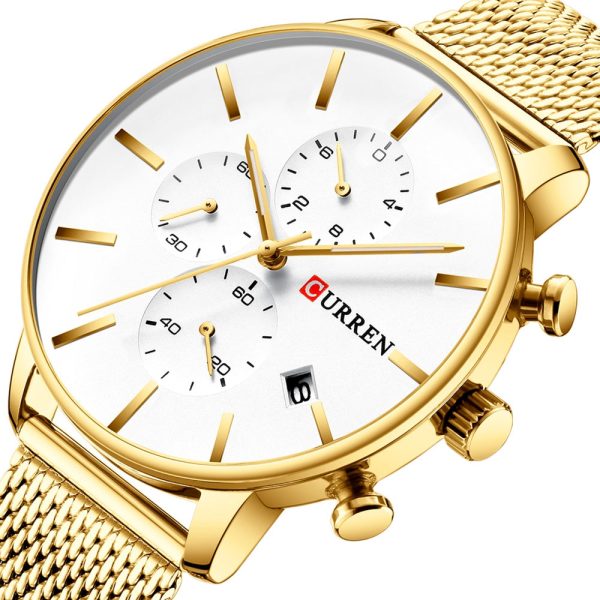 CURREN 8339 Men's Casual Round Six-Piece Watch Waterproof Simple Net Belt - Image 7