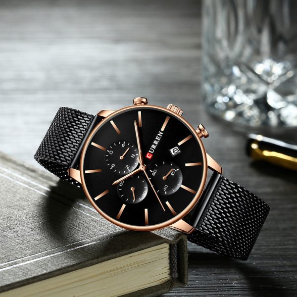 CURREN 8339 Men's Casual Round Six-Piece Watch Waterproof Simple Net Belt - Image 3