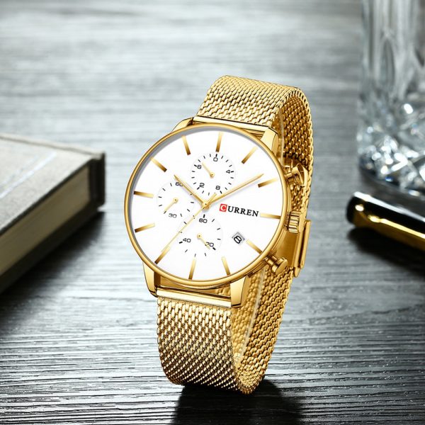 CURREN 8339 Men's Casual Round Six-Piece Watch Waterproof Simple Net Belt - Image 9