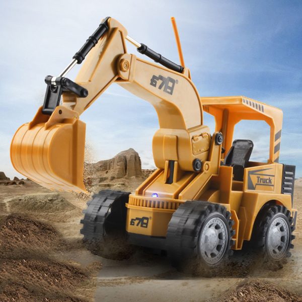 8075E 2.4G Remote Control Colorful Flash Light Simulation RC Excavator Truck Toy Gift - Image 6