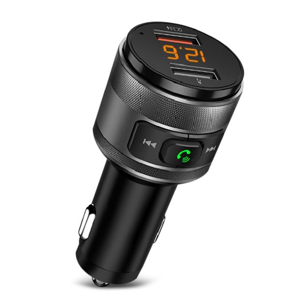 C57 Bluetooth 4.2 Car FM Transmitter with Battery Voltage Display USB Charging Port