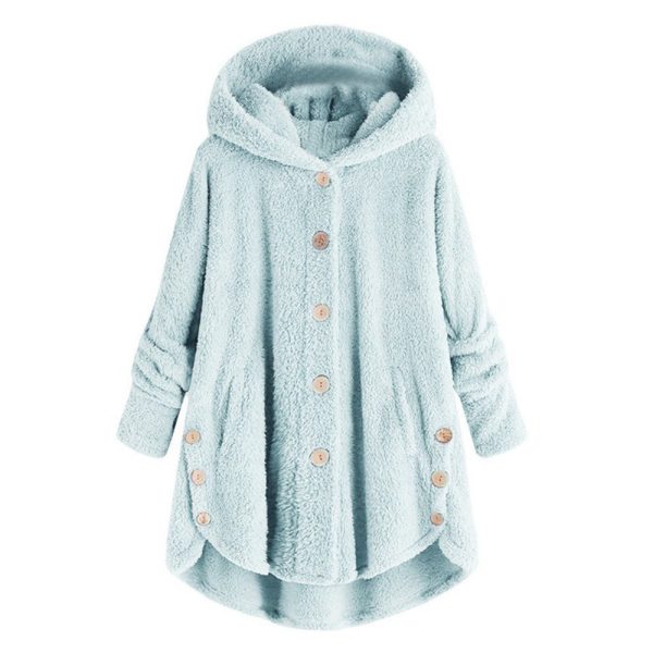 5XL Women Hooded Lambs Asymmetrical Hem Jacket