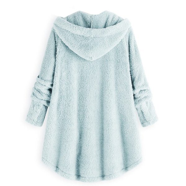 5XL Women Hooded Lambs Asymmetrical Hem Jacket - Image 2