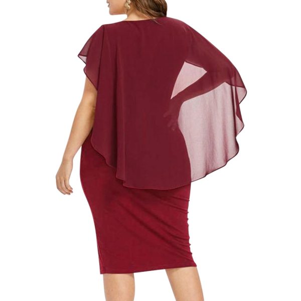 Chiffon Panel Cape Diamante Plus Size Prom Dress - Image 3
