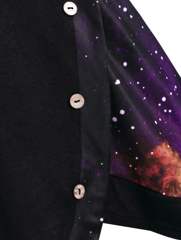 Cowl Neck Galaxy Print Panel Tunic Sweater - Image 7