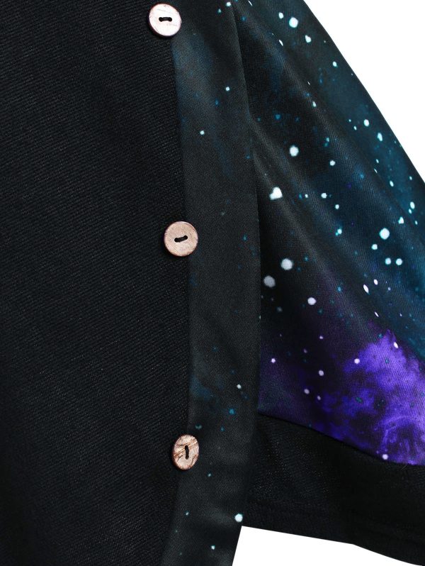 Cowl Neck Galaxy Print Panel Tunic Sweater - Image 10