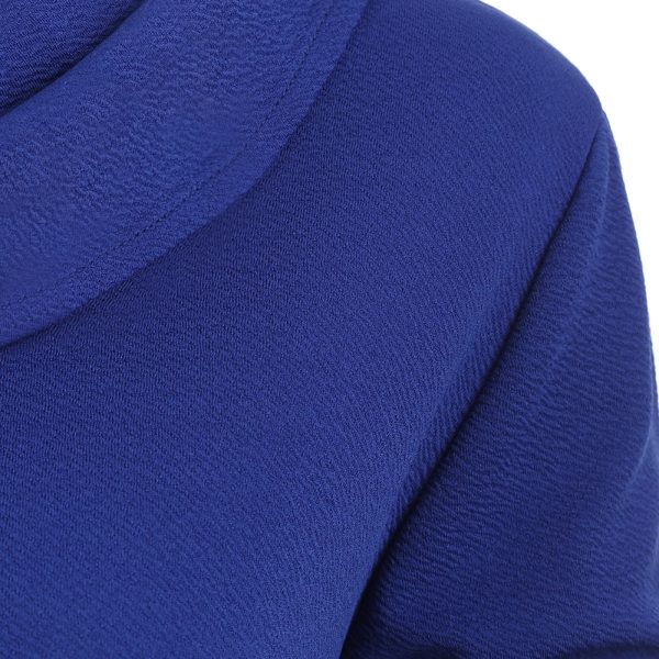 Cowl Neck Buttons Asymmetric Top - Image 3