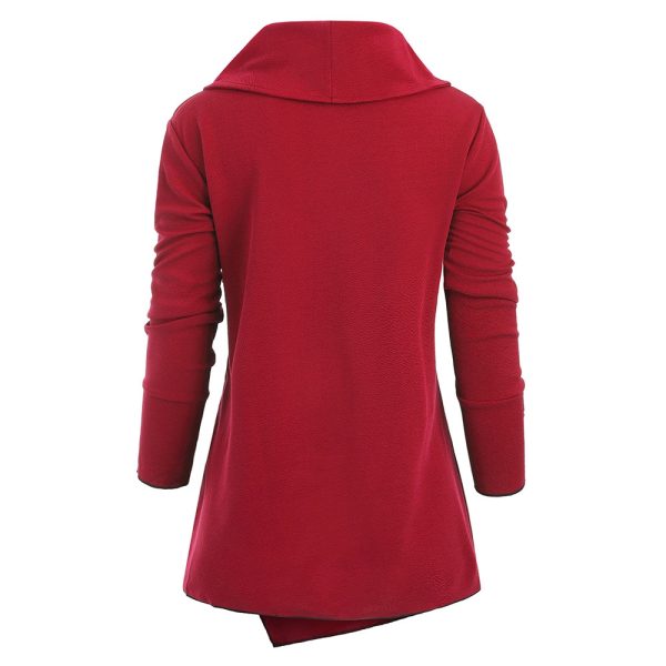 Cowl Neck Buttons Asymmetric Top - Image 5