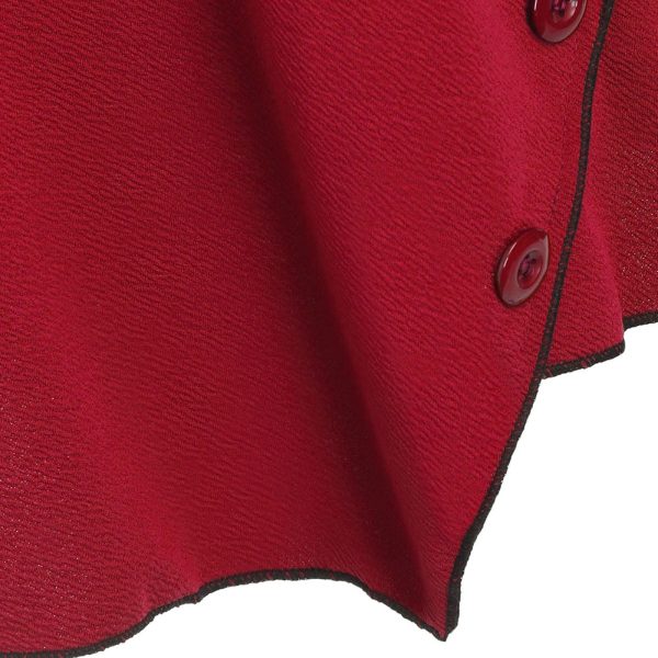 Cowl Neck Buttons Asymmetric Top - Image 7