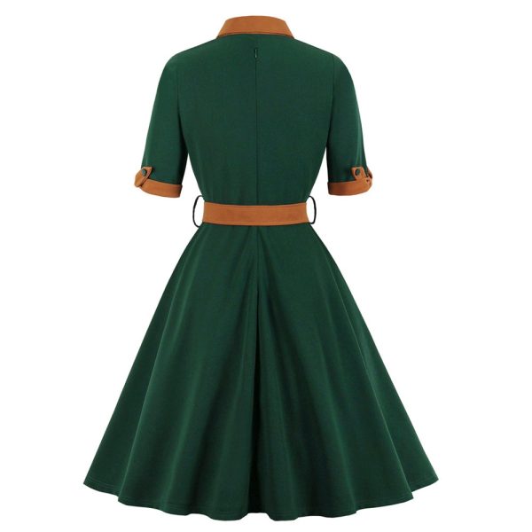 Bowknot Vintage Belted Fit and Flare Dress - Image 2