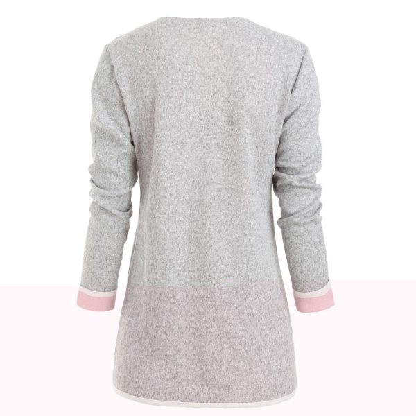 Cuffed Sleeves Heathered Pokcets Cardigan - Image 2