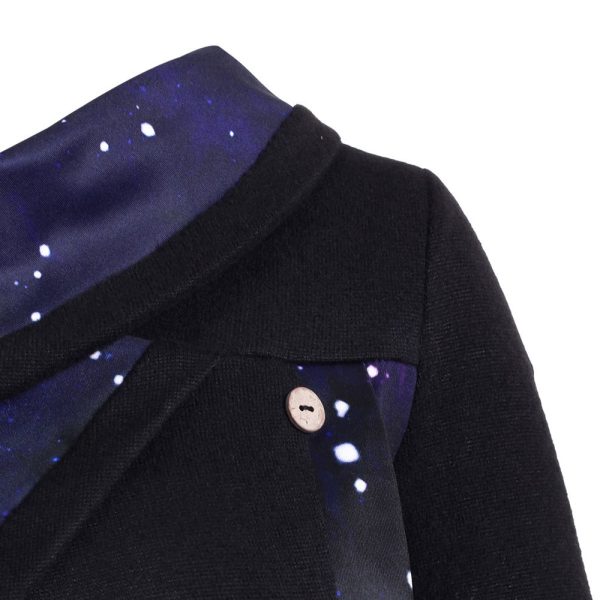 Cowl Neck Galaxy Print Panel Tunic Sweater - Image 3