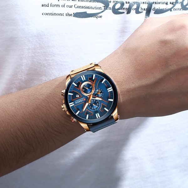 CURREN 8346 Men's Business Round Six-pin Watch Multi-function Waterproof Leather Band Watches with Calendar - Image 3