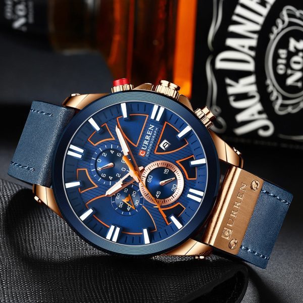 CURREN 8346 Men's Business Round Six-pin Watch Multi-function Waterproof Leather Band Watches with Calendar - Image 5