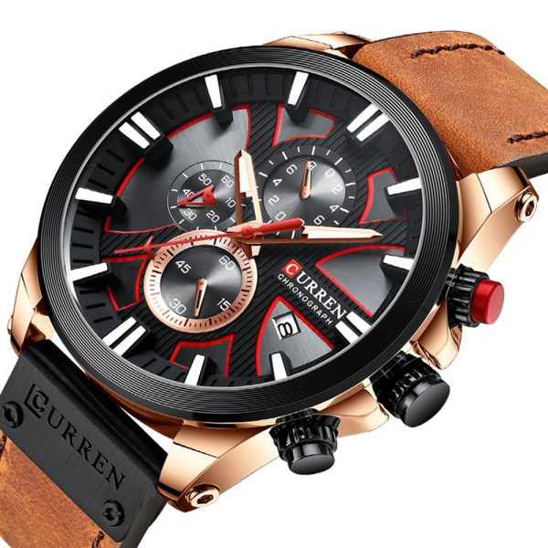 CURREN 8346 Men's Business Round Six-pin Watch Multi-function Waterproof Leather Band Watches with Calendar - Image 10