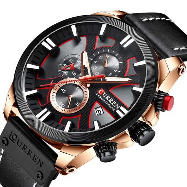 CURREN 8346 Men's Business Round Six-pin Watch Multi-function Waterproof Leather Band Watches with Calendar - Image 6