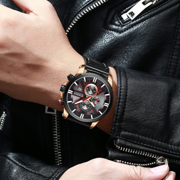 CURREN 8346 Men's Business Round Six-pin Watch Multi-function Waterproof Leather Band Watches with Calendar - Image 7