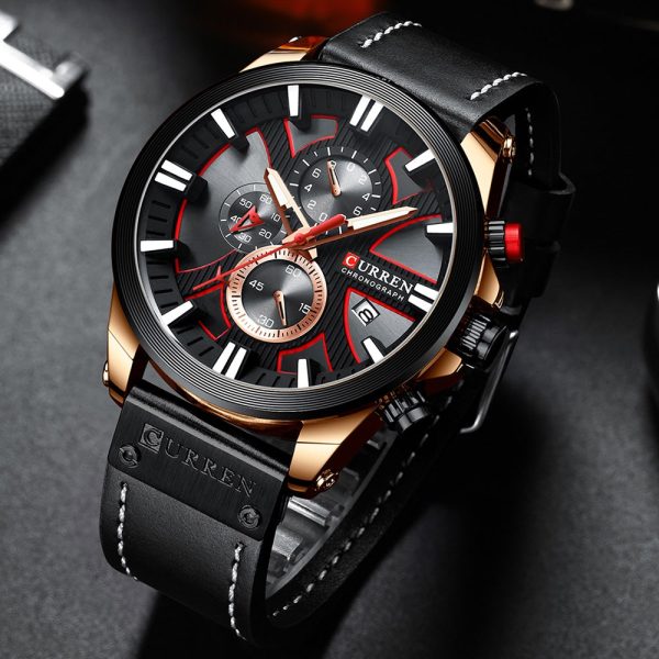CURREN 8346 Men's Business Round Six-pin Watch Multi-function Waterproof Leather Band Watches with Calendar - Image 8