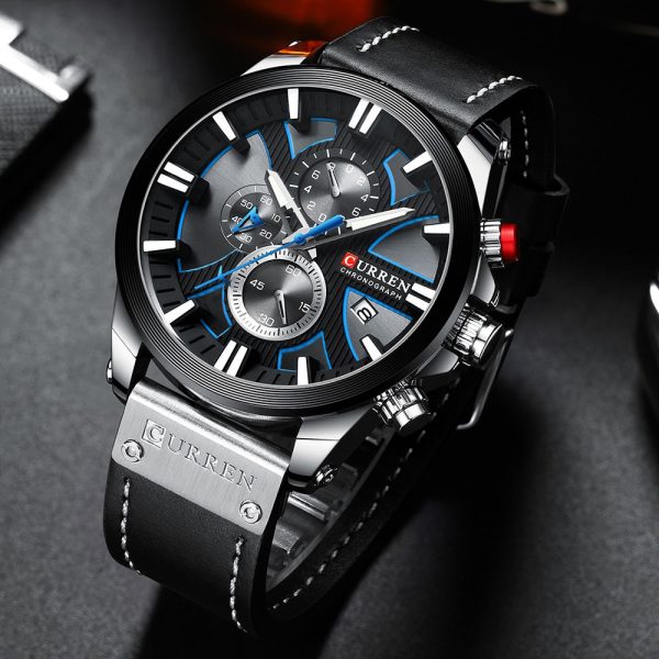 CURREN 8346 Men's Business Round Six-pin Watch Multi-function Waterproof Leather Band Watches with Calendar - Image 16