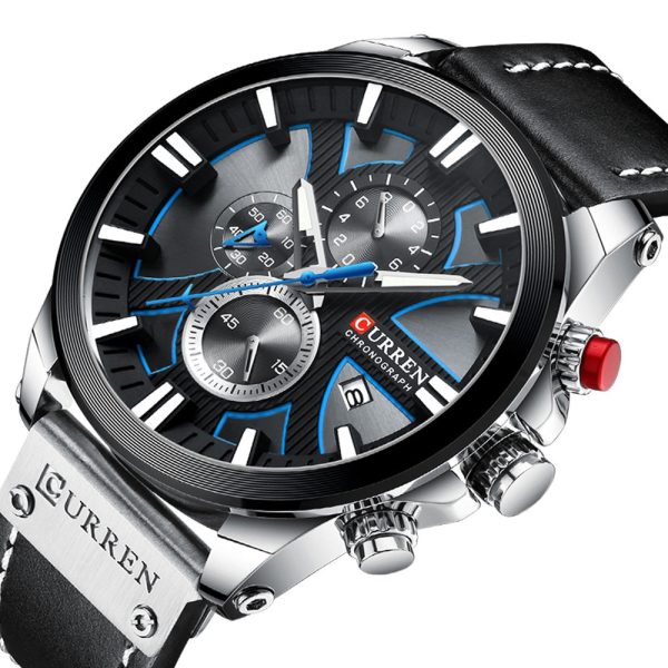 CURREN 8346 Men's Business Round Six-pin Watch Multi-function Waterproof Leather Band Watches with Calendar - Image 14
