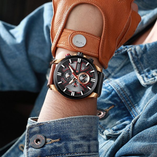CURREN 8346 Men's Business Round Six-pin Watch Multi-function Waterproof Leather Band Watches with Calendar - Image 11