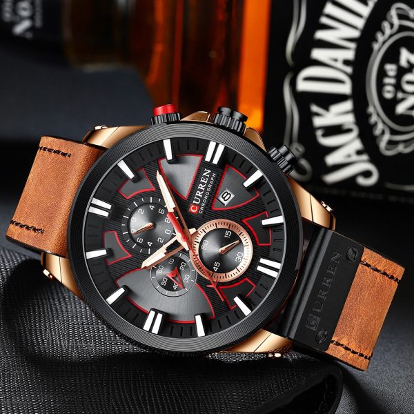 CURREN 8346 Men's Business Round Six-pin Watch Multi-function Waterproof Leather Band Watches with Calendar - Image 13