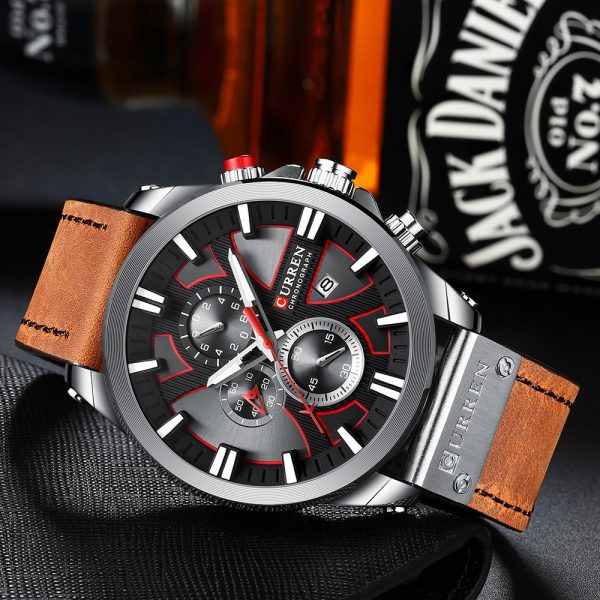 CURREN 8346 Men's Business Round Six-pin Watch Multi-function Waterproof Leather Band Watches with Calendar - Image 21