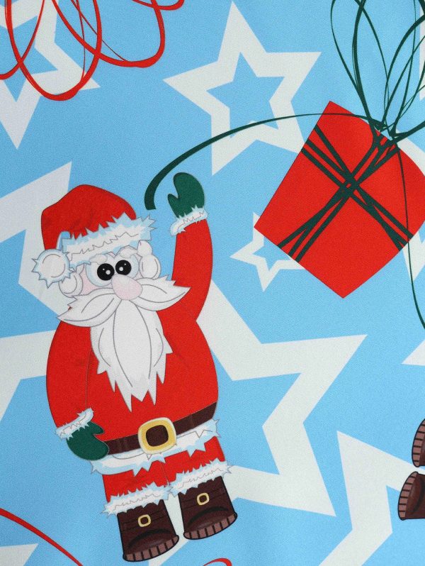 Christmas Berry Santa Claus Gift Stocking Print Long Sleeve Dress - Image 3