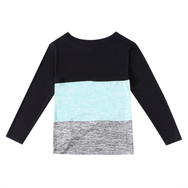 Bat Sleeve Round Neck Loose Color Splice Women T-shirt - Image 2