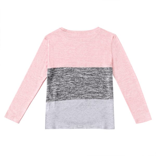 Bat Sleeve Round Neck Loose Color Splice Women T-shirt - Image 6