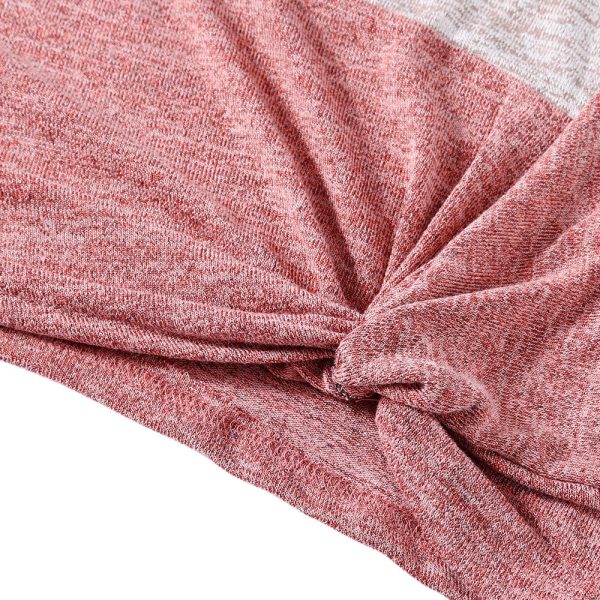 Bat Sleeve Round Neck Loose Color Splice Women T-shirt - Image 13