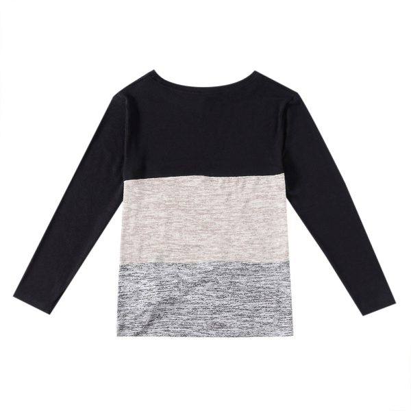 Bat Sleeve Round Neck Loose Color Splice Women T-shirt - Image 20