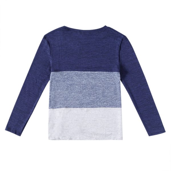 Bat Sleeve Round Neck Loose Color Splice Women T-shirt - Image 25