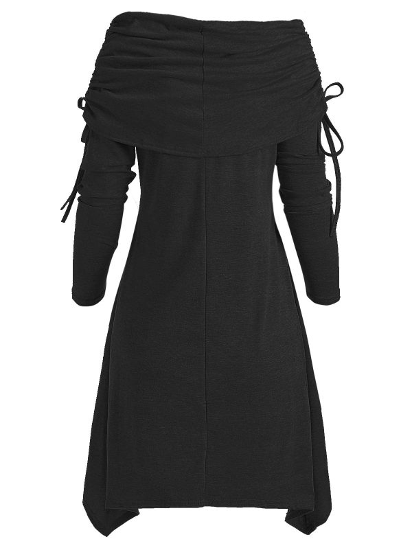 Christmas Santa Claus Cinched Off Shoulder Asymmetrical Dress - Image 2