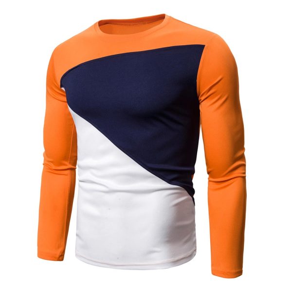 Color Blocking Long Sleeves Casual T-shirt
