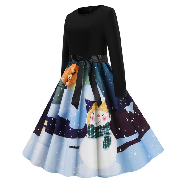 2019 New Christmas Style Vintage Long Sleeve Dress - Image 2
