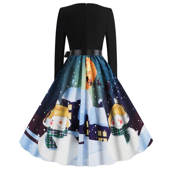 2019 New Christmas Style Vintage Long Sleeve Dress - Image 4