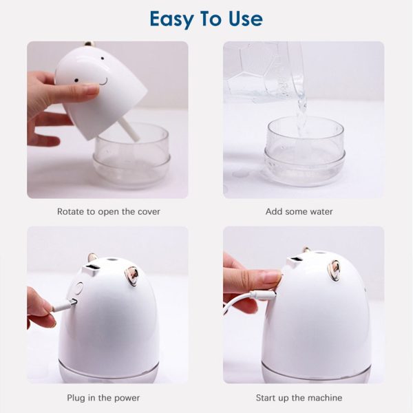 220ml Cute Bear Air Humidifier with Colorful LED Light - Image 17