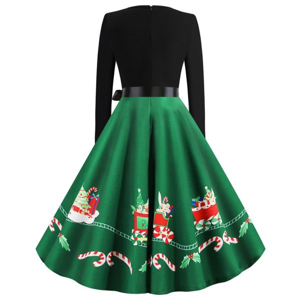 Christmas Print Vintage Dress for Women - Image 9
