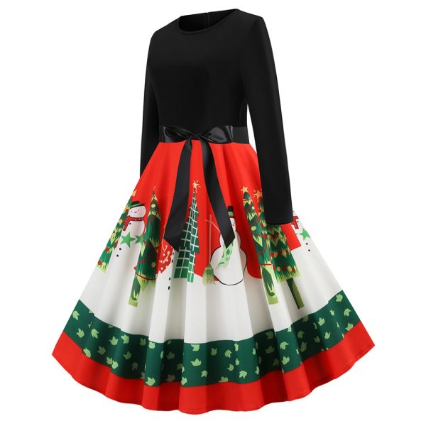 Christmas Print Vintage Dress for Women - Image 2