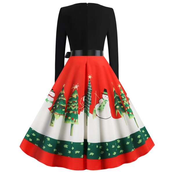 Christmas Print Vintage Dress for Women - Image 3
