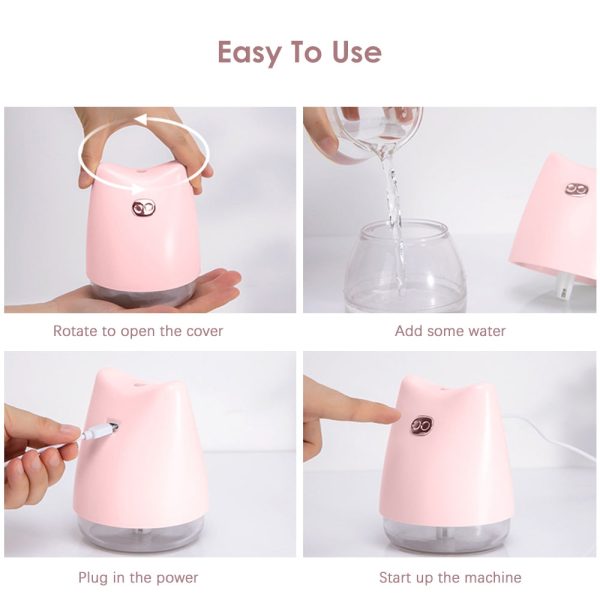 270ml Cute Pig Air Humidifier with Colorful LED Light - Image 31