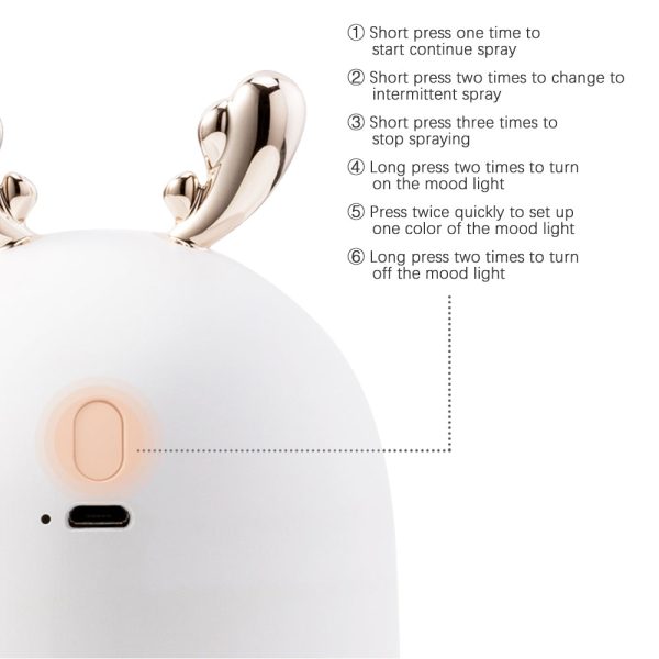 250ml Lovely Ultrasonic Humidifier with Colorful Mood Light - Image 14
