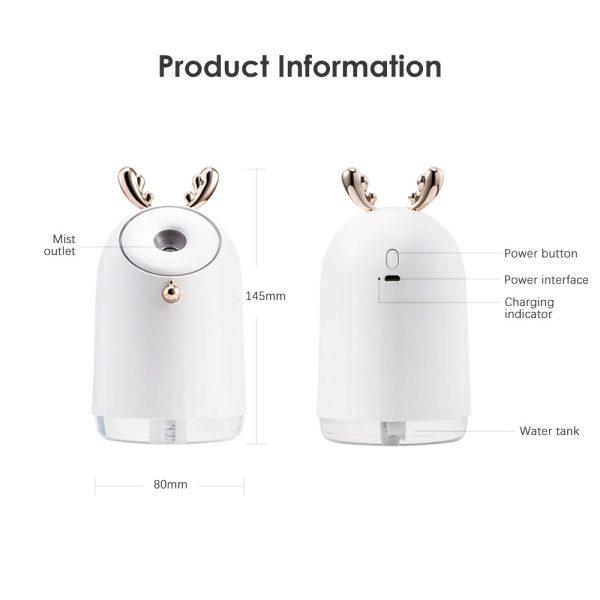 250ml Lovely Ultrasonic Humidifier with Colorful Mood Light - Image 15