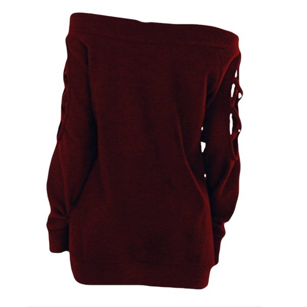 Crisscross Cutout Off The Shoulder Knitwear - Image 4
