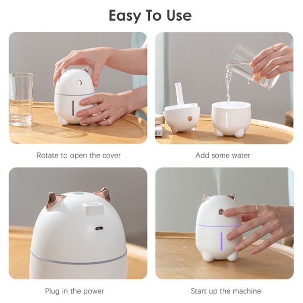 230ml Lovely Pig Ultrasonic Humidifier with Colorful Mood Light - Image 7