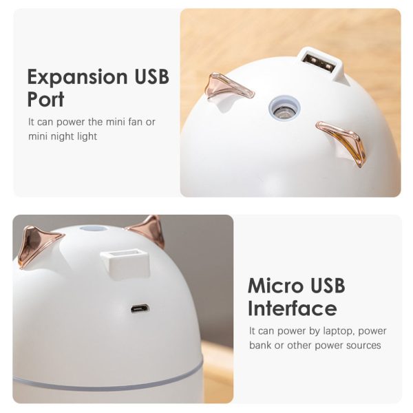 230ml Lovely Pig Ultrasonic Humidifier with Colorful Mood Light - Image 17